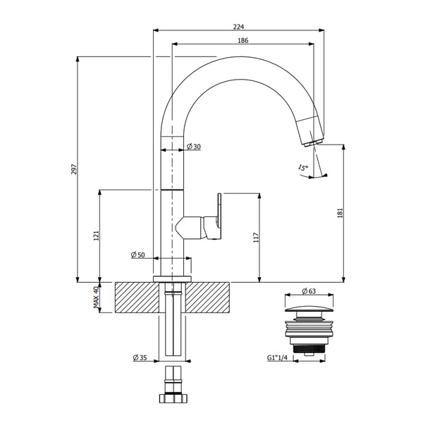 Μπαταρία νιπτήρος Slim White Matt 500040-300